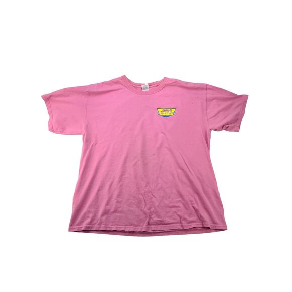 Mens Retro Jake's Body Shop 1975 T Shirt Pink Size XL Graphic Logo - Picture 1 of 10